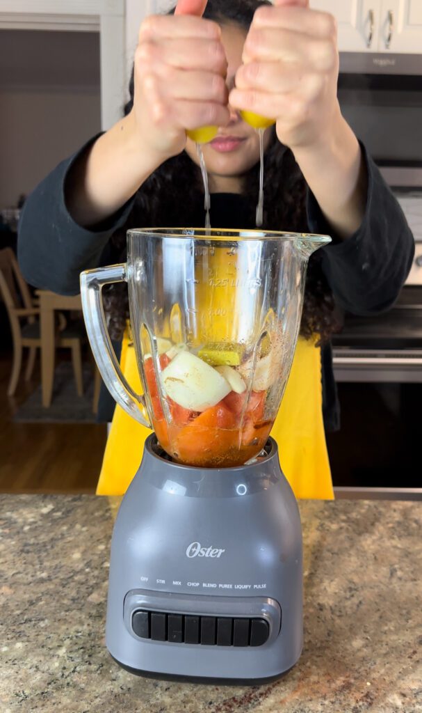 Squeezing lemons in a blender