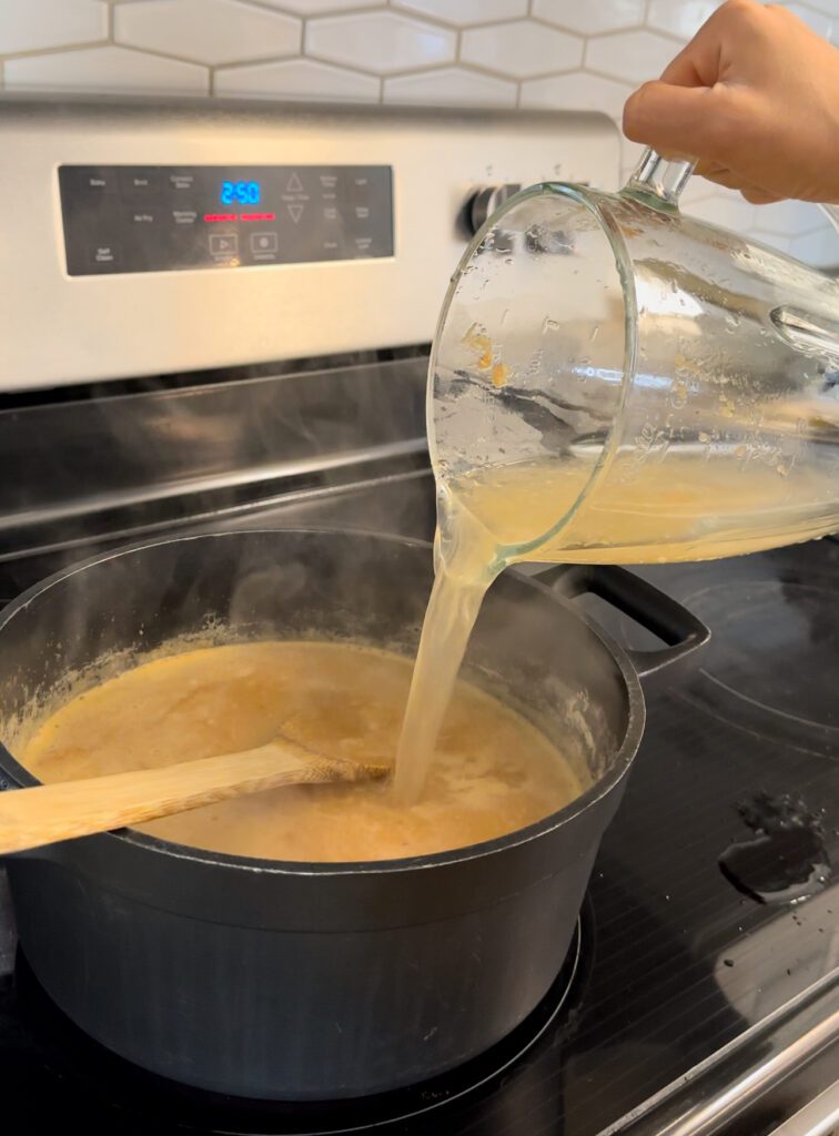 Adding water to a pot