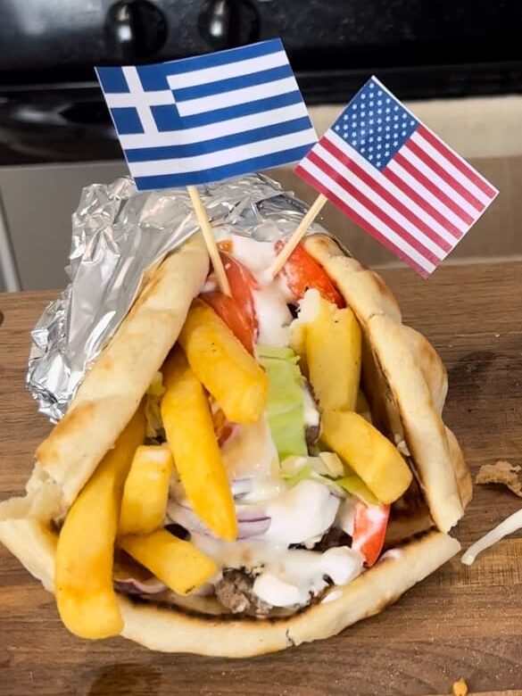 Greek Gyro, Greek American Lamb gryo, Greek lamb gyro