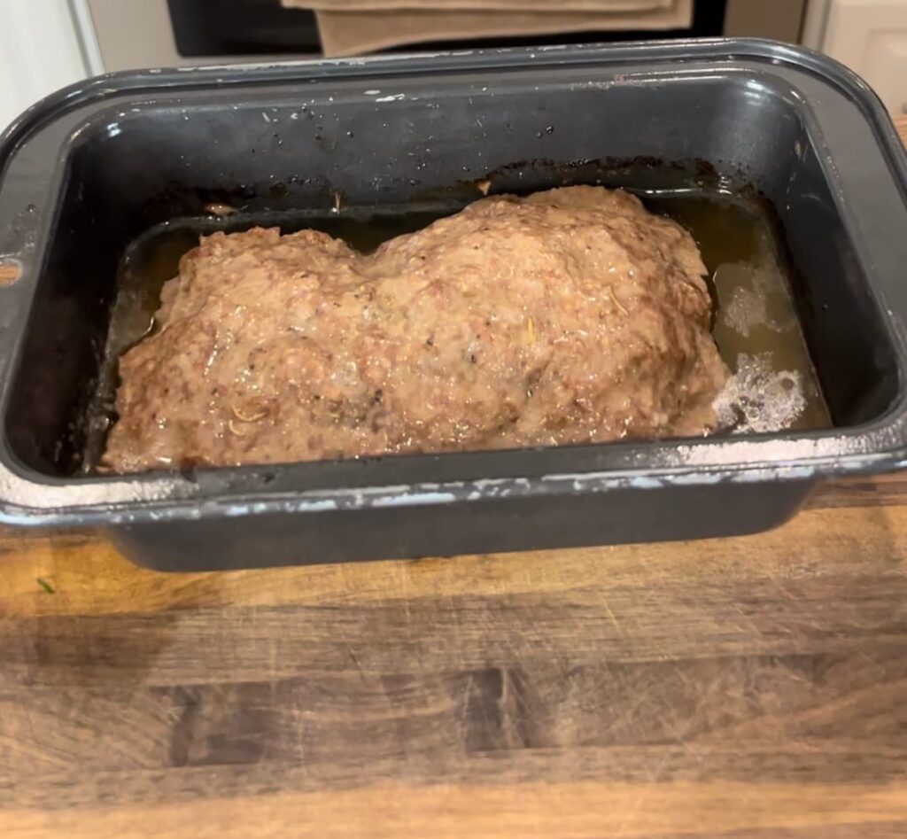 Homemade gyro meat, baking in oven