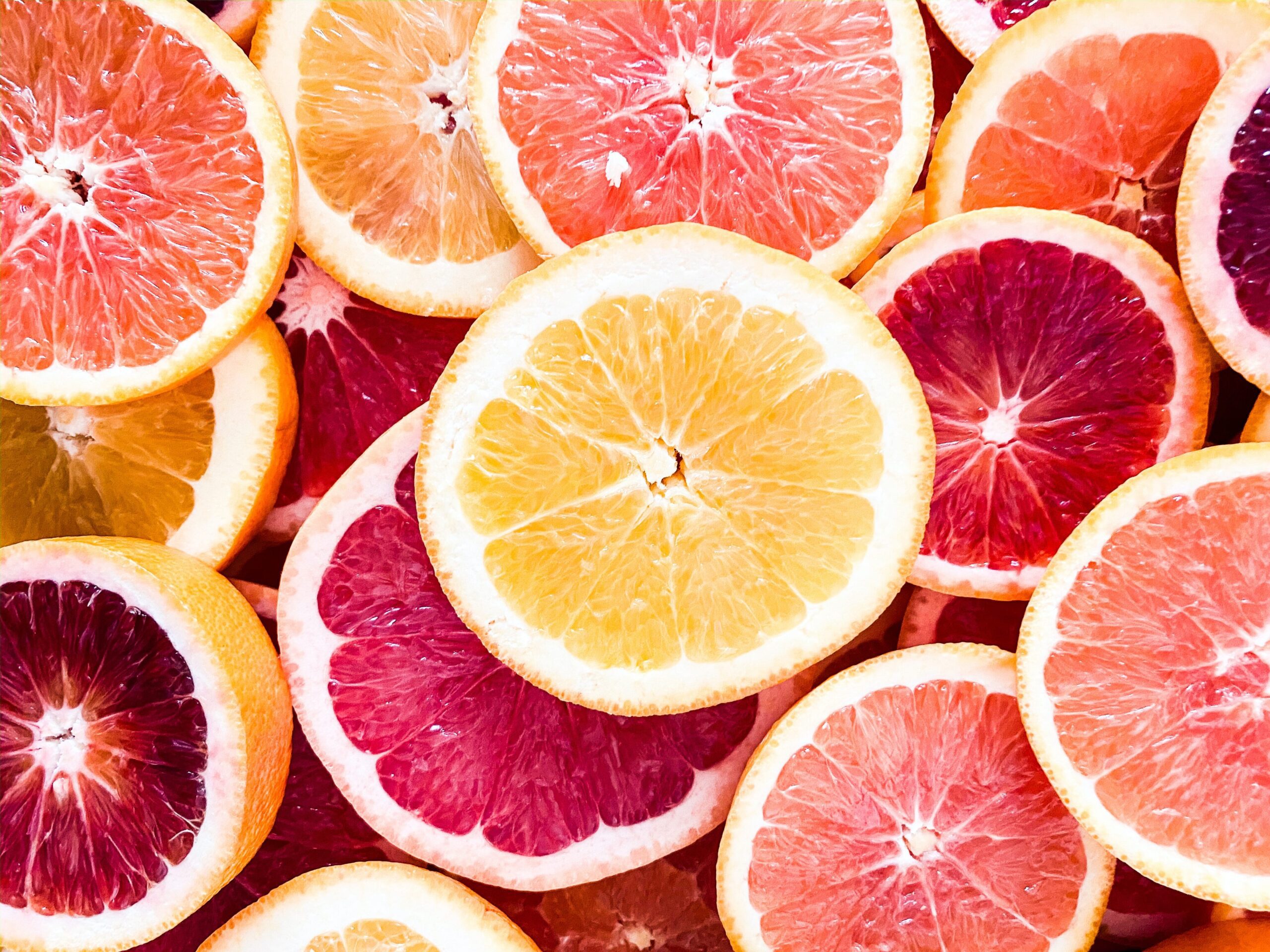 Citrus fruits. Grapefruit, blood orange, orange, and lemon